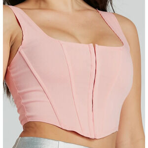 Windsor pink boned hook and eye corset top Size XL Retro Milk Maid Club Party